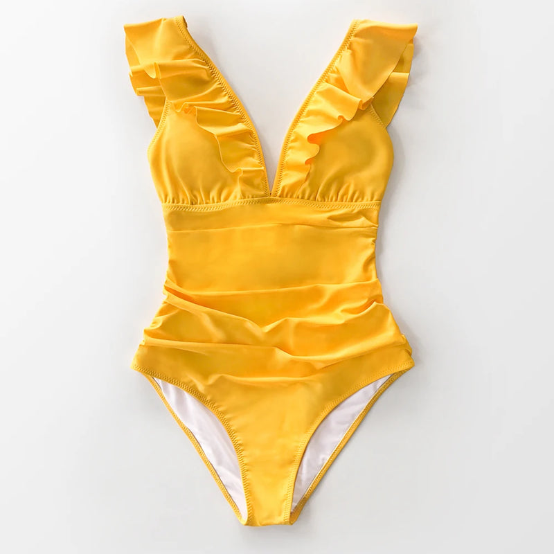 Traje de baño vuelos mate amarillo (en stock)