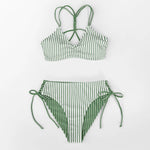 Bikini low bottom blanco y verde (en stock)