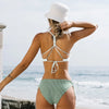 Bikini low bottom blanco y verde (en stock)