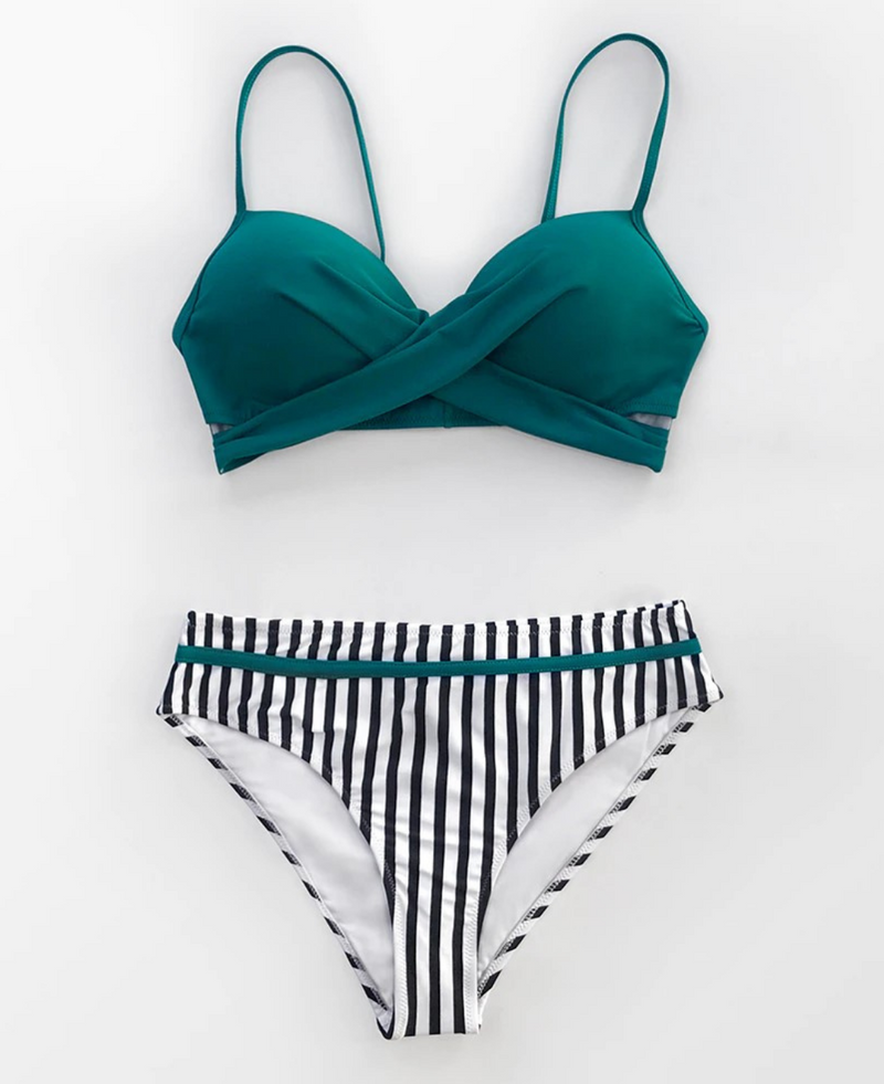 Bikini verde y rayas (entrega inmediata)